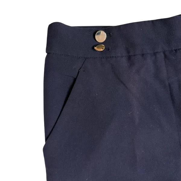 H&M Navy Tailored Ankle Pants 10 Gold Button Preppy Workwear - Image 10