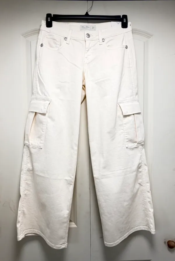 NWT Miss Me Low-Rise Cargo Wide Leg Jeans - Off White Angel Wings ✨ Size 27x30 - Image 10
