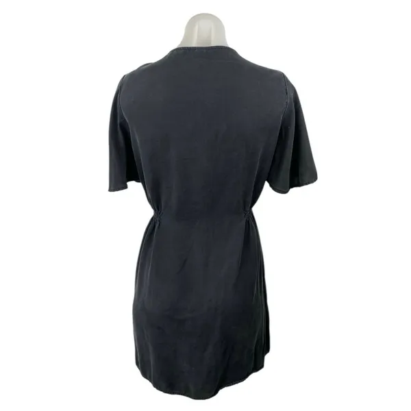 Zara Women's Black Short Sleeve V Neck Button Down Fit & Flare Mini Dress Size M - Image 2