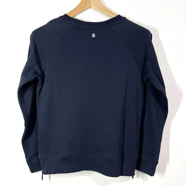 Barbour Backshore Overlayer Sweater Womens US 6 Navy Side‎ Zip Crewneck Coastal - Image 2