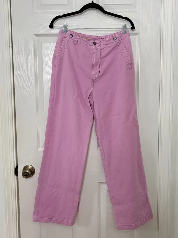 Anthropologie Pilcro Slouchy Chino Wide Leg Pants Lilac High Rise Y2K Preppy Coastal Size 28 - Image 4