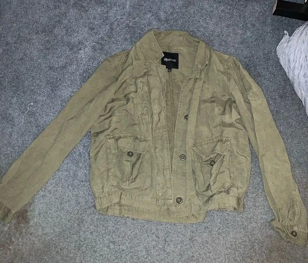 Madewell Olive Green linen blend cargo Jacket - Image 6