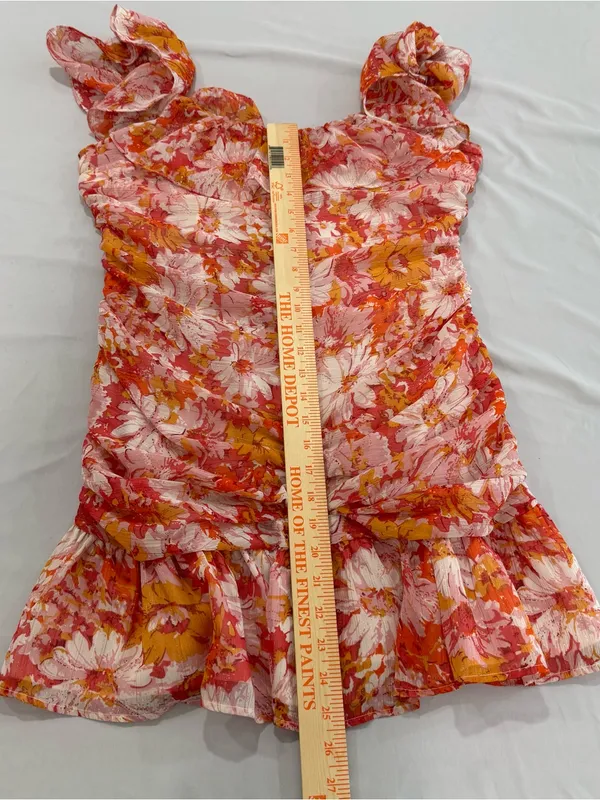 HELLO MOLLY Flowers On My Mind pink &. orange Mini‎ off the shoulder Dress XL 10 - Image 5