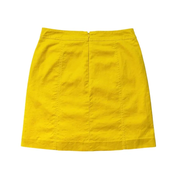 LOFT Sz 2 Sunny Yellow Button Front Utility Mini Skirt Pockets Cotton Blend - Image 3