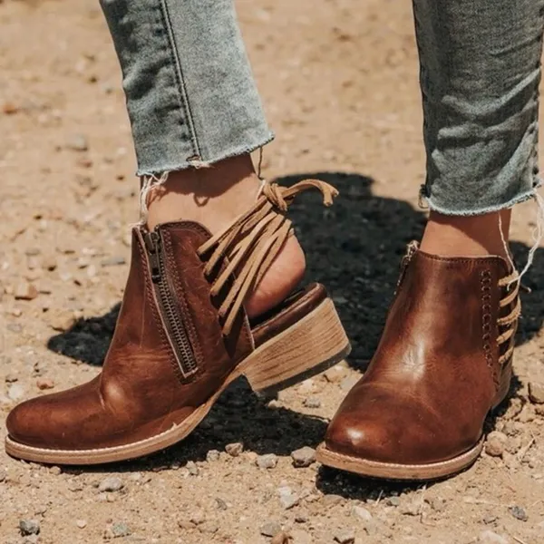 Freebird by Steven Jojo Brown Leather Ankle Boots - Image 2