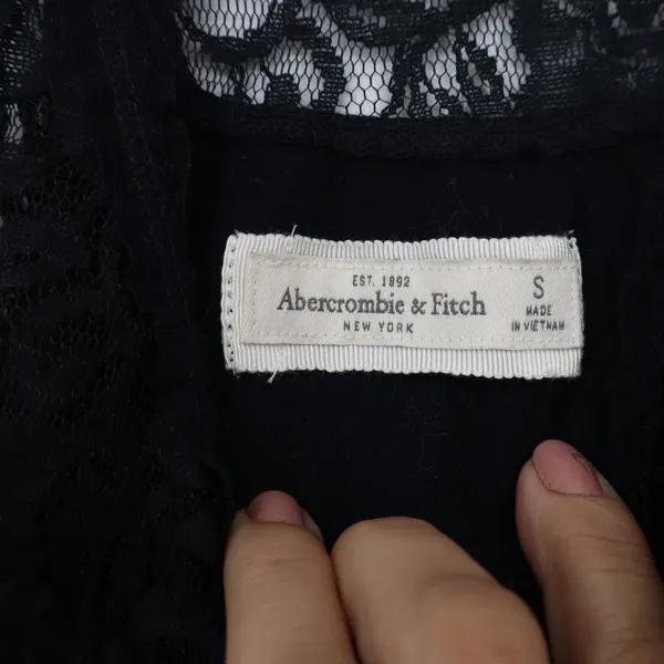 Abercrombie & Fitch Black Lace Racerback Tank Top Ruffle Trim Small - Image 3