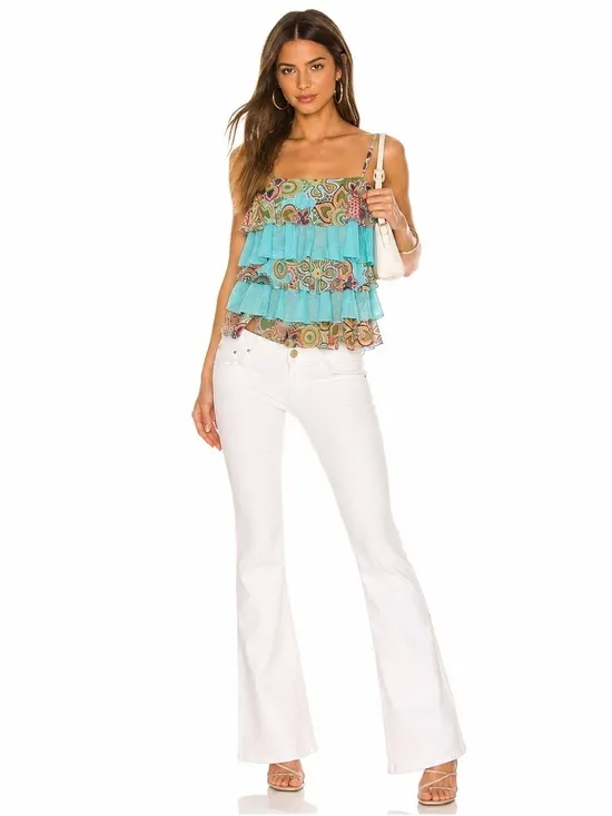 Boho Ruffle Cami Top 70s Psychedelic 90s Boho Y2K Groovy Festival Style - Image 2