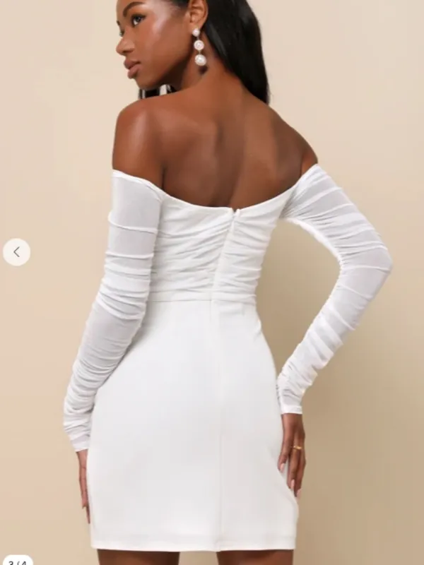 LULUS Bridal Bachelorette Engagement Bridal Shower Sexy Long Sleeve Mini - Image 2