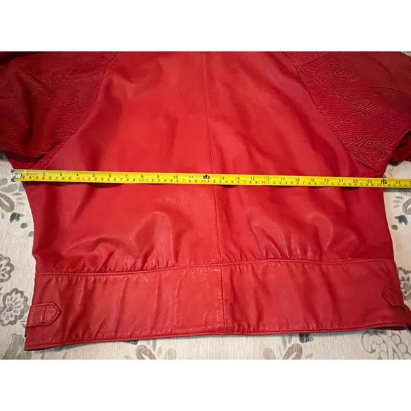 Vintage 80s Gino di Giorgio Embossed Red Leather Jacket M - Image 9