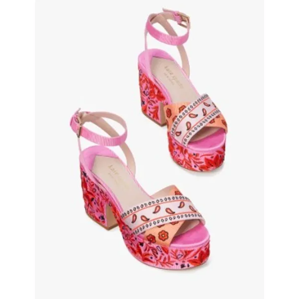 Kate Spade New York Rio Bandana Patchwork Platform Sandals Women's Sz. 9 - Image 2