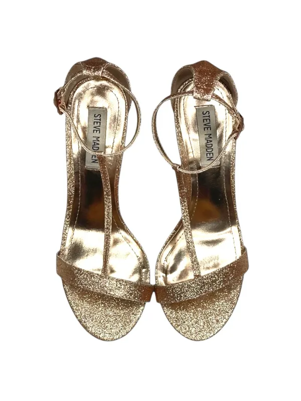 Steve Madden  Red Carpet Glittery Ankle Strap Stiletto Heel Sandals  Rose Gold - Image 11