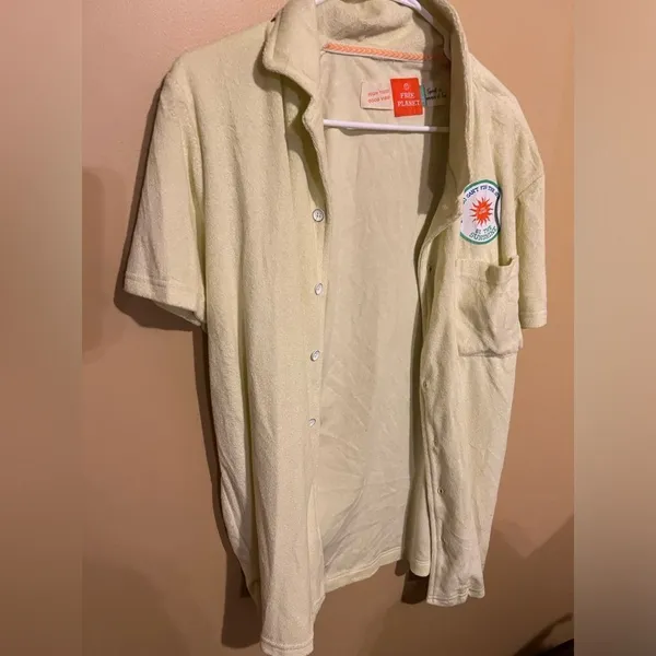 Free planet yellow terry cloth‎ small button down - Image 2