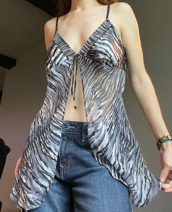 Gilligan and O'Malley sheer zebra slip tank top - Image 2