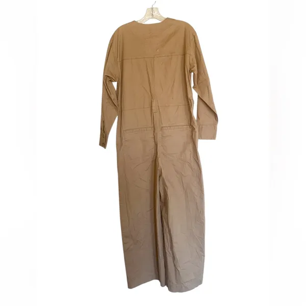 NWOT Abercrombie & Fitch Long-Sleeve Tan Twill Jumpsuit Oversized - Image 3