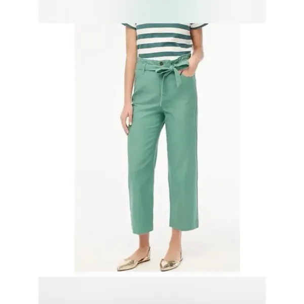 JCrew Paperbag High Rise Wide Leg Crop Twill Pants Terracotta Women’s size 6 - Image 4