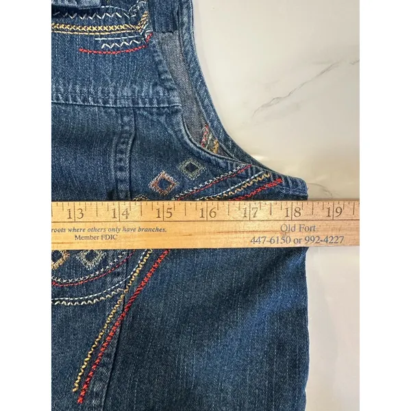 Vintage Embroidered Aztec Jean Vest Women's Medium Christopher & Banks Western - Image 6