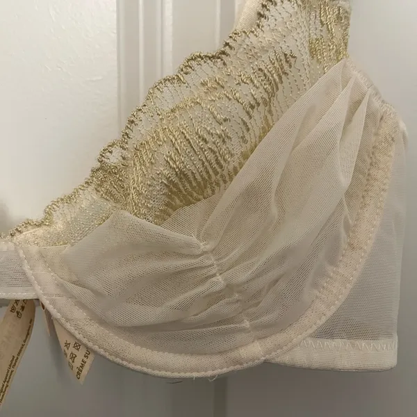 NWOT Crème Su Gold and Cream Mesh Underwired Bra - Image 7