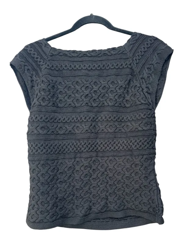 White House | Black Market Outlet Chic Capsule Vest Knit Top Textured Sleeveless Sweater Black Small - Image 8