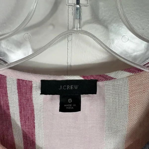 J.Crew 100% Linen Colorful Striped Ruffle Sleeve Blouse Top Breathable Summer 6 - Image 3