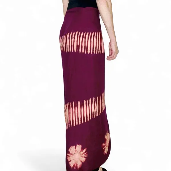 Vintage Y2K Purple Plum Tie Dye Hippie Festival Maxi Wrap Skirt - Image 5