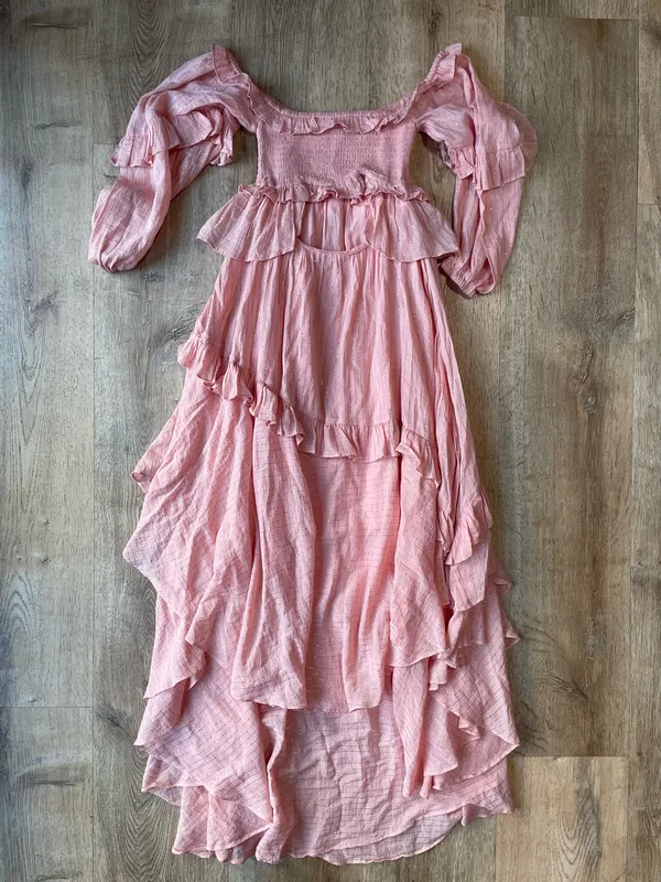 Spell & the Gypsy collective Blush Pink Off Shoulder Ruffle Maxi Dress Boho Romantic Sz S - Image 5