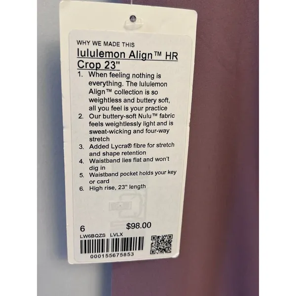 lululemon Align™ High-Rise Crop tight 23 Lavander lux size 6 new with tags - Image 6