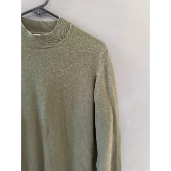 Zara Womens Olive Green‎ Wool Cashmere Blend Mock Neck Sweater Size M - Image 3