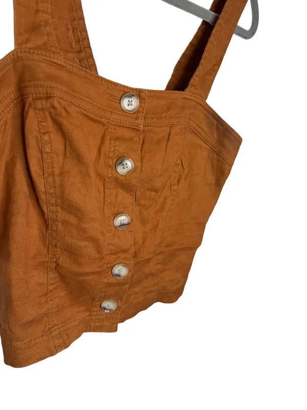 ✨🧡 Banana Republic Rust Linen Blend Button Front Crop Top Size‎ 2 Coastal 🧡✨ - Image 3