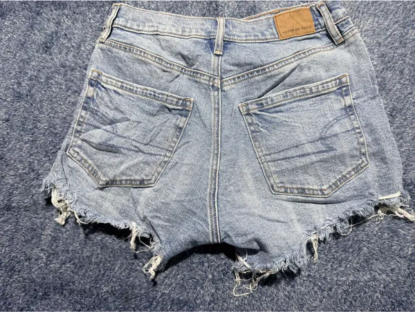 American Eagle Light Wash Distressed Denim Shorts - Image 6