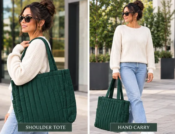 Starbucks Online Exclusive Quilted Green Carryall Tote - Image 2