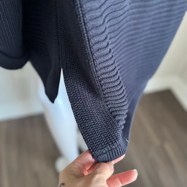 Barbour Minimalist 100% Cotton Oversized Knit Cardigan Size S Navy - Image 4
