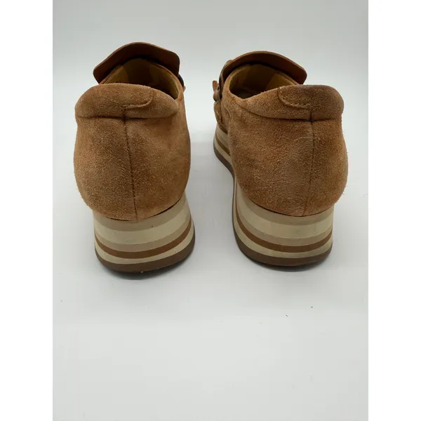 Softwaves Cadie Platform Suede Loafers Womens 38 Tan Chain Wedge Shoes 7-7.5 - Image 5