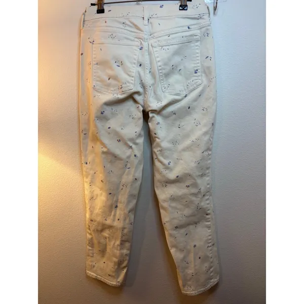 Free Assembly Womens Floral High Rise Straight Jeans Cream Size 8 Floral Print‎ - Image 2