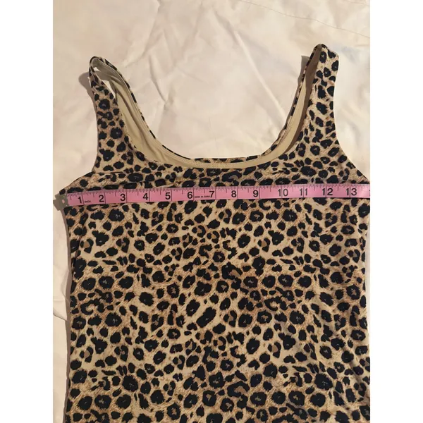SUUKSESS Womens Leopard Print Tank Top Brown Black Animal Scoop Neck XS‎ - Image 2