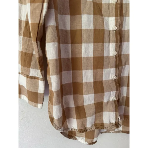 Maeve Bennett Button Down Shirt Brown Buffalo Check Size XS - Image 6