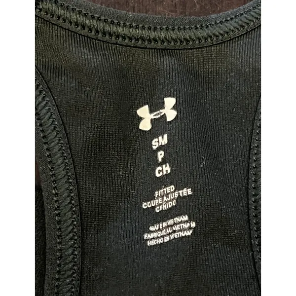 Under Armour Sports Bra Womens Small Black Print Racerback Padded Stretch - Image 7