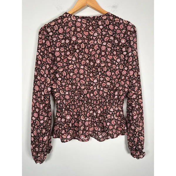 Abercrombie‎ & Fitch Womens Blouse Shirt Size M Floral Ruffle V Neck - Image 5