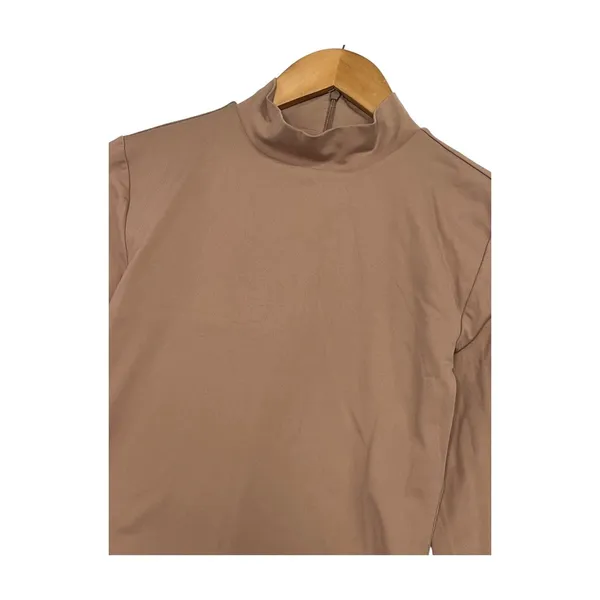 Aritzia Babaton Bodysuit Top Womens Medium Brown Mock Neck Long Sleeve Stretch - Image 6