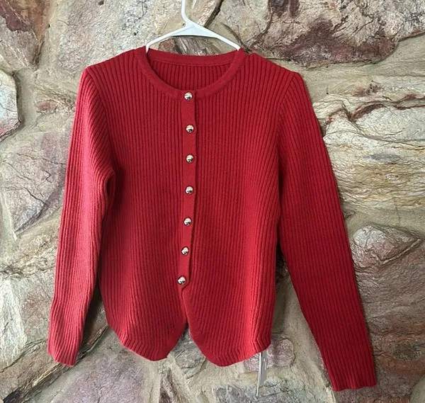 Commense Button Down Split Cardigan size M Red Size M - Image 2