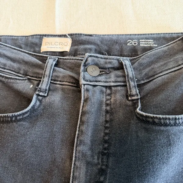 Pilcro Anthropologie Jeans Womens 26 Black High Rise Wide Leg Raw Hem Cropped - Image 2