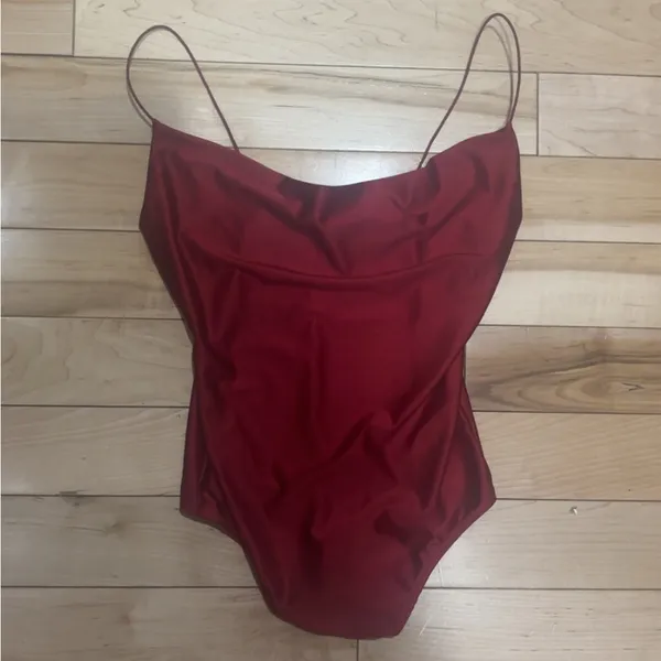 LULU’S TALKING SMOOTH RED COWL NECK BODYSUIT - Image 3