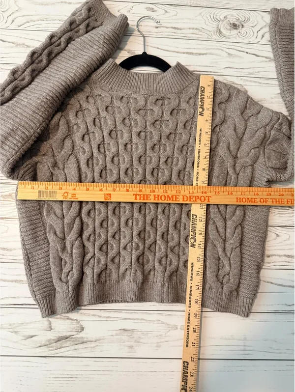 By Anthropologie Women's Small Gray Cable Knit Mock Neck Sweater - Image 5