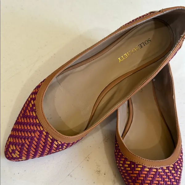 Sole Society Women's Purple and Tan Flats - Image 2