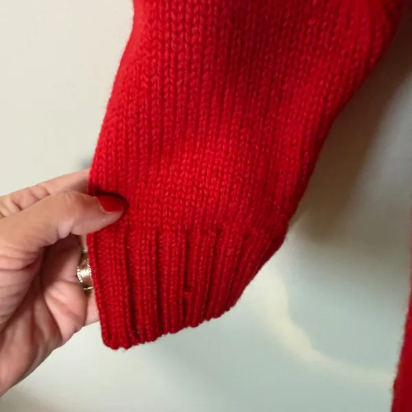 Shetland Wool Floral Embroidered Red Cardigan Sweater‎ S Grandmacore Retro VTG - Image 6