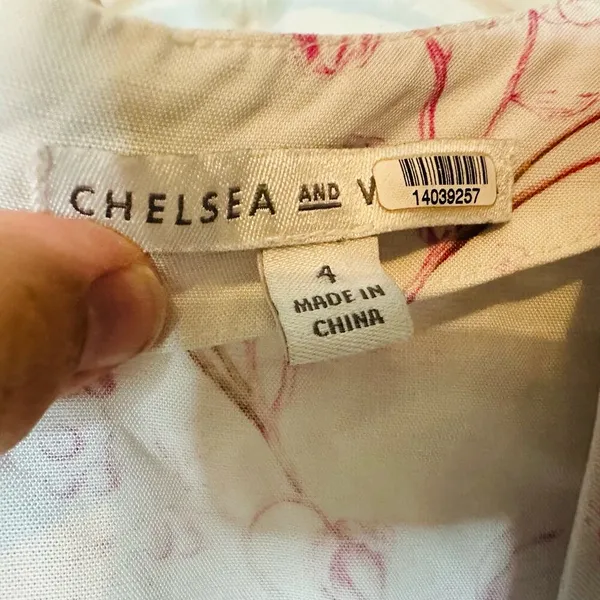 CHELSEA AND WALKER Women's White Pink Floral Button Front Mini Dress Size 4 - Image 8