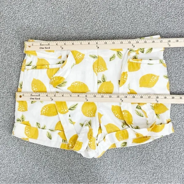 Loft Tie Waist Linen Blend Lemons Print Chino Shorts Ivory Yellow 6 Cuffed‎ - Image 8