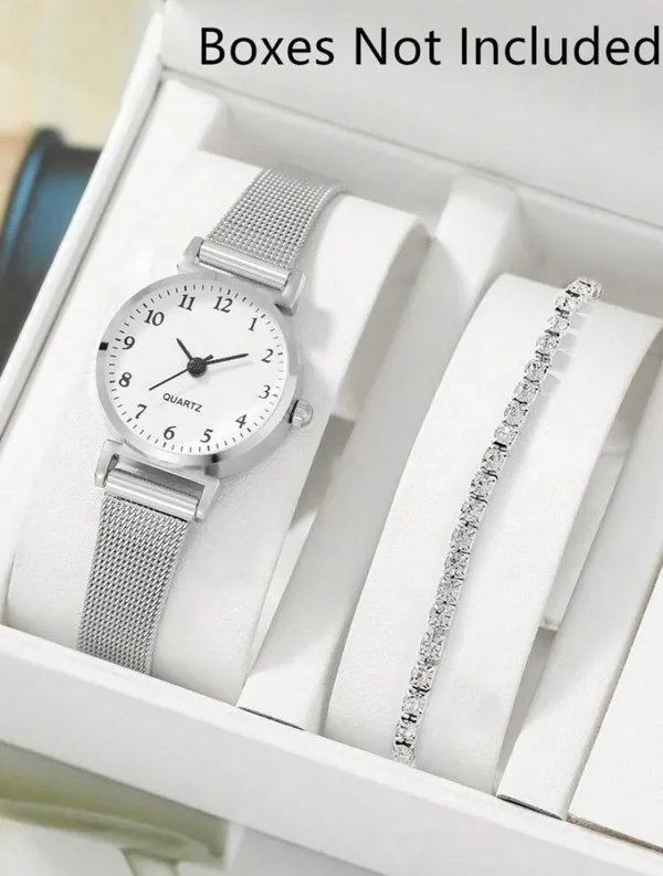 Women Quartz watch Silver - Image 3