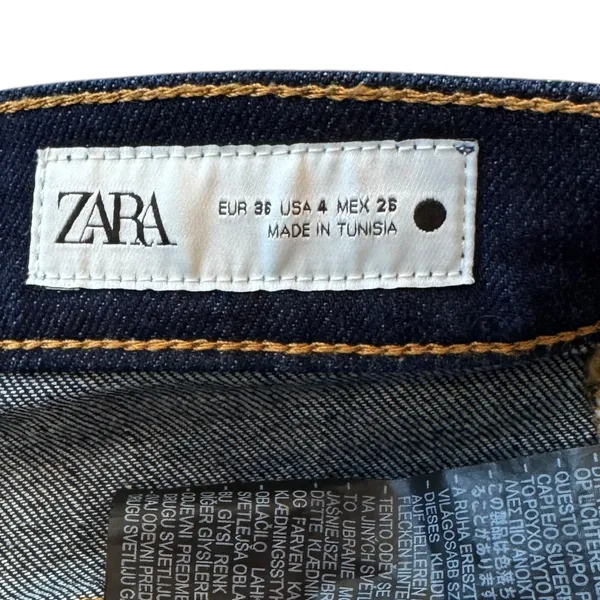 Zara Jeans High Rise Wide Leg Dark Wash Indigo TRF Denim‎ Size 4 26 8246/045/407 - Image 6