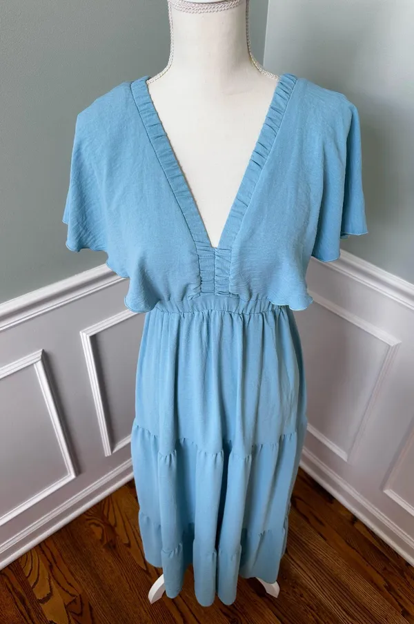 Simplee Apparel Sky Blue Ruffle Maxi Dress Boho Festival - Image 7