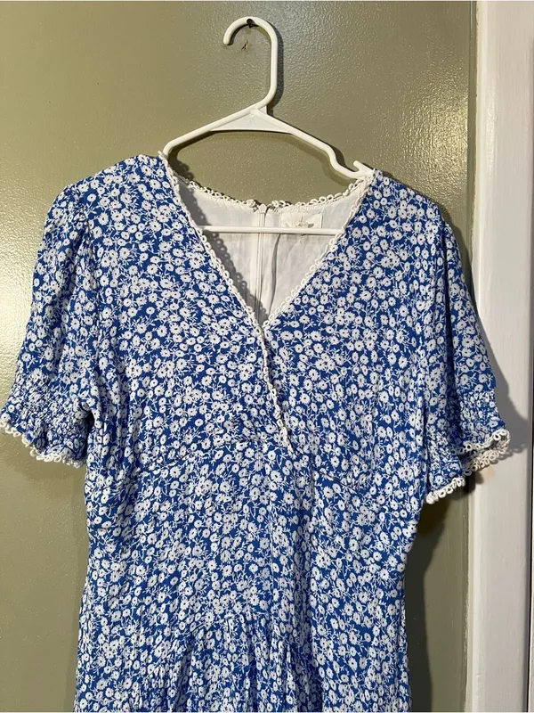 Lost + Wander Women's Size Large Villa by the Sea Floral Picot Trim Peasant Mini - Image 4